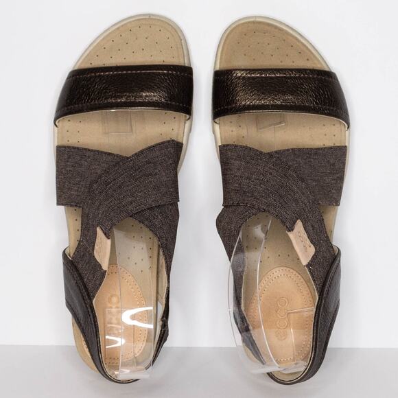 Ecco Women's Damara Sandals Premium Leather Strappy Metallic Bronze Size 6 | AR - Picture 6 of 6